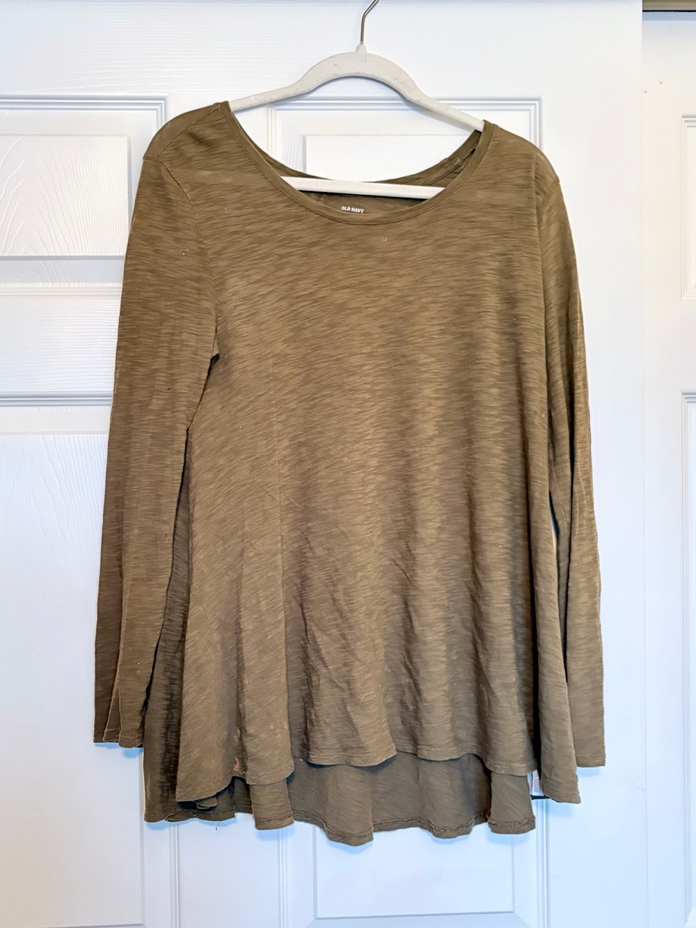 Olive Green Flowy Long Sleeve Women's Shirt — Old Navy — Size S